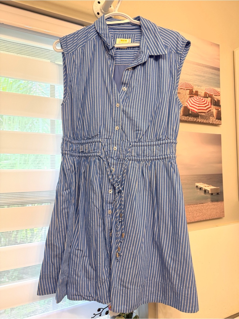 Maeve by Anthropologie Blue and White Striped Dress